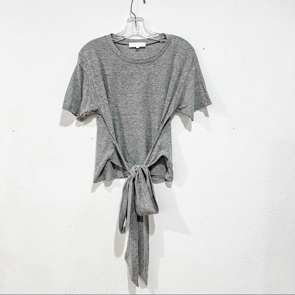 Jonathan Simkhai x Carbon38 Short Sleeve Tie Waist T-shirt Size S in Gray - Picture 6 of 11